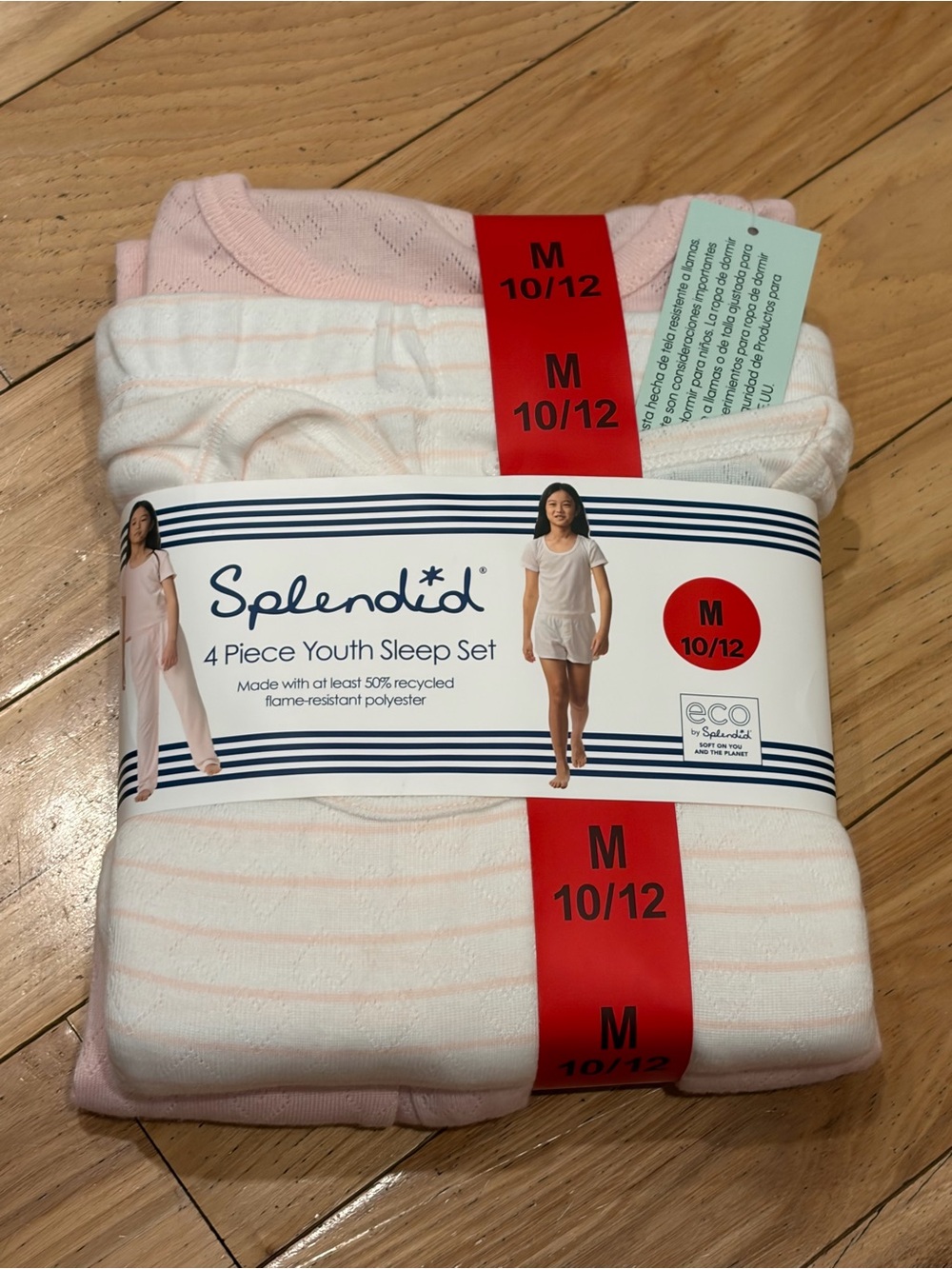 NWT Splendid 4 Piece Youth Sleep Set Pants Shorts & 2 Short Sleeve Shirts Medium